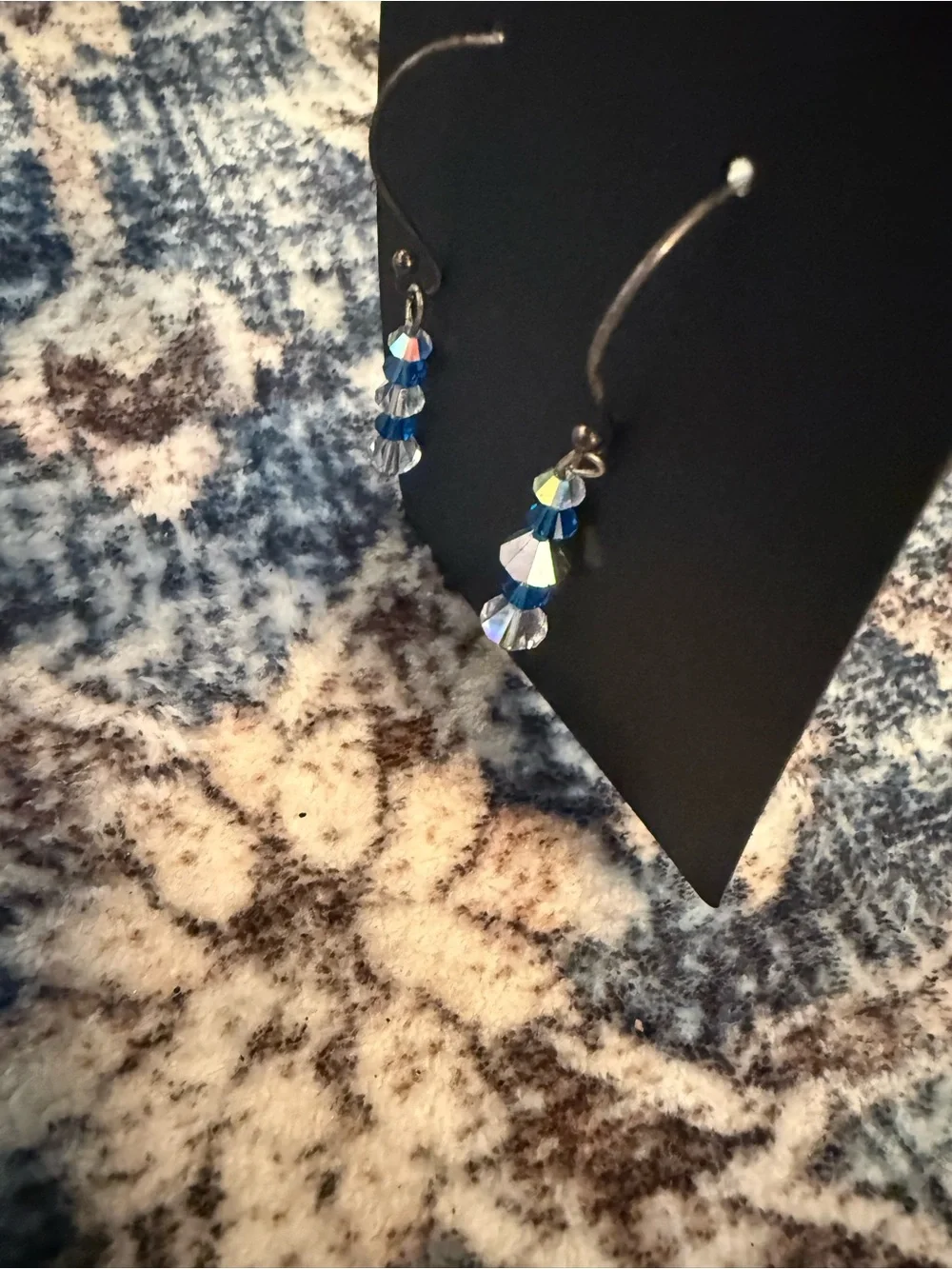 Earrings Blue Crystal Bead Drop Dangle Womens Jewelry